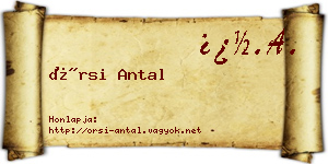 Örsi Antal névjegykártya